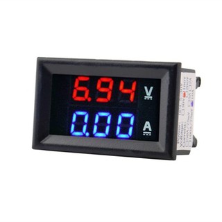 Đồng hồ đo vôn kế-ampe kế 3 dây led đỏ+xanh dương dc 0-100v/10a