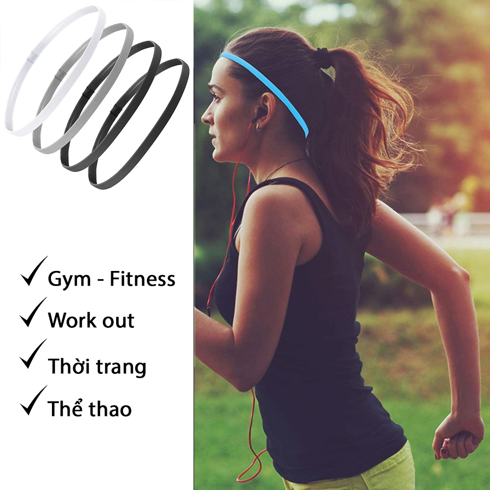 Băng đô thể thao chống trượt chặn mồ hôi, co giãn headband tập Gym, bóng rổ, chạy bộ,  bóng đá, bóng chuyền 10mm