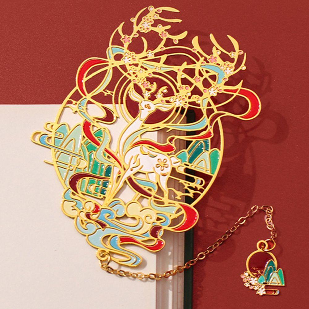 Bookmark Kim Loại Khắc Hình Động Vật Phong Cách Trung Hoa Cổ Điển
