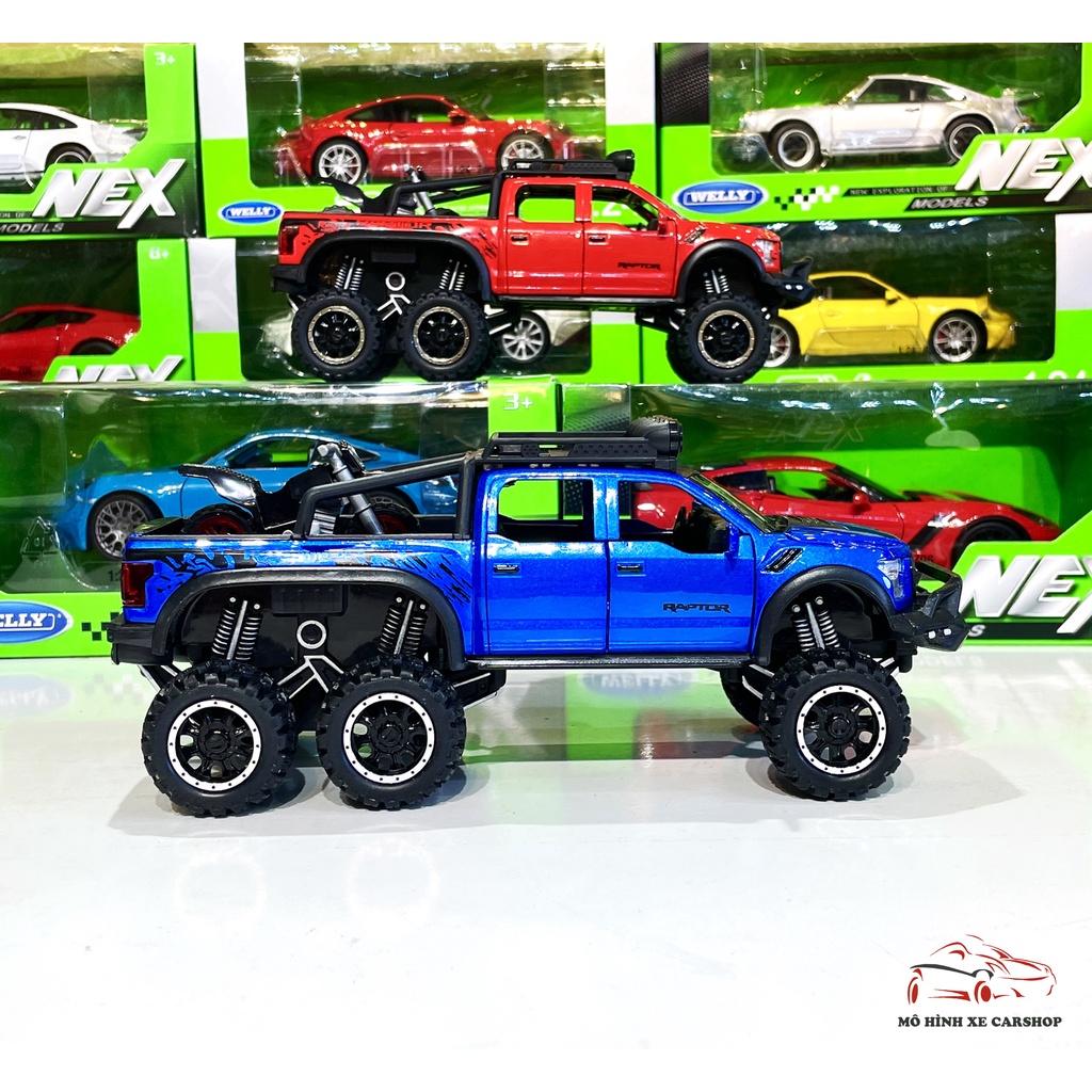 Mô hình xe ô tô Ford F150 Raptor 6x6 tỉ lệ 1:28 màu xanh