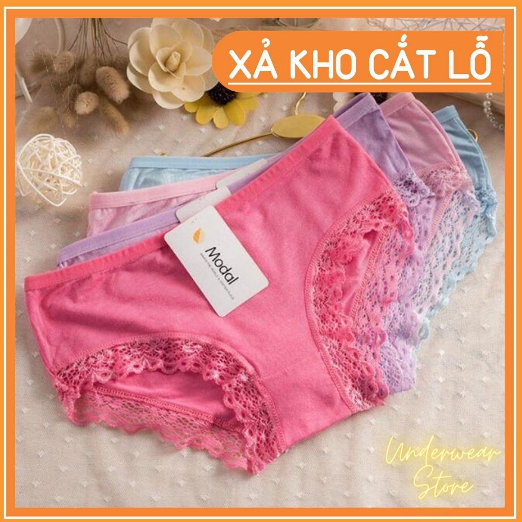 Quần Lót Nữ Cotton Modal Viền Ren Mềm Cực Mát - Ảnh Chụp Thật Kèm Video