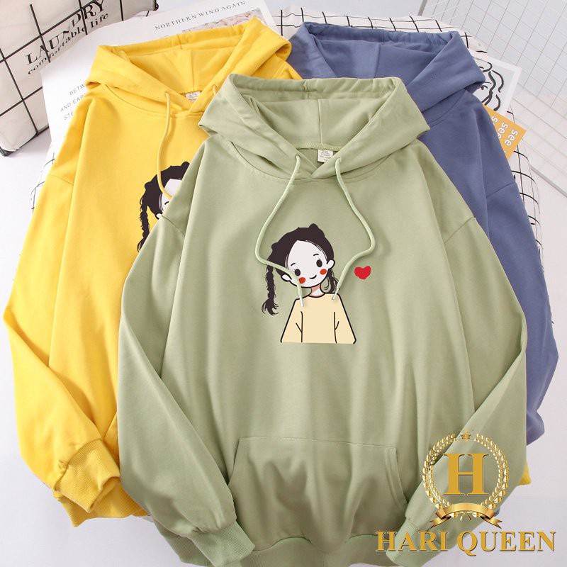 Áo hoodie cô gái kết tóc tim HARI0121