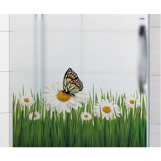 Decal trang trí kính cao cấp hoa bướm ( 60cm x 58cm )
