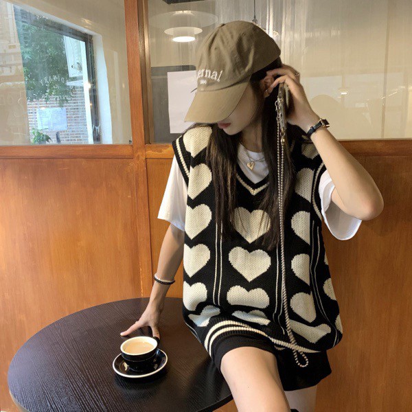 ÁO GILE HÌNH TIM CUTE( ảnh thật phía cuối) Ulzzang Style Hàng Quảng Châu
