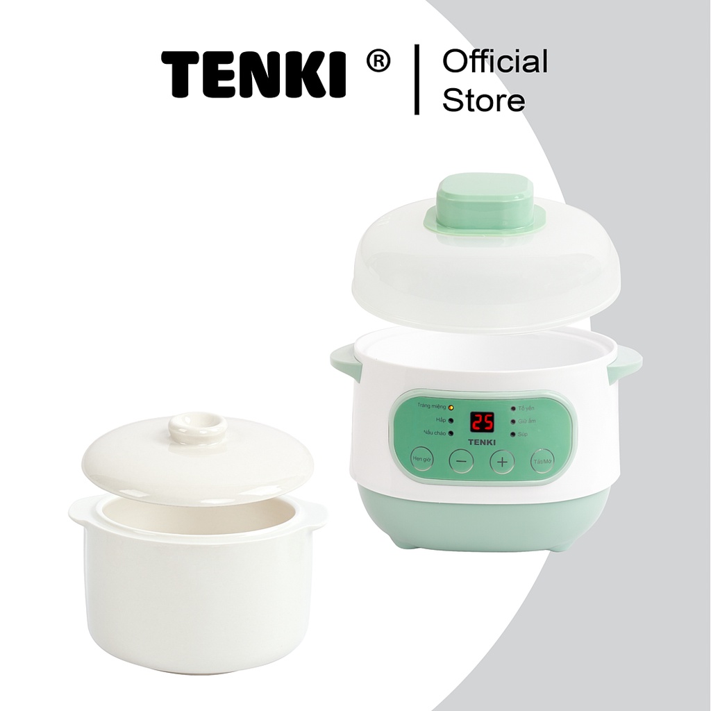 Nồi Nấu Chậm Cho Bé Ăn Dặm TENKI TI-1588, Nồi Nấu Cháo Chậm, Nồi Hầm Cách Thủy Đa Năng, Kho Cá Chậm 1L 6 Chế Độ Nấu