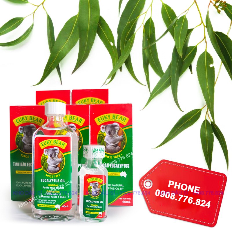 Dầu khuynh diệp trẻ em Euky Bear nguyên chất, Nhập khẩu tại Úc, 15 ml & 60 ml