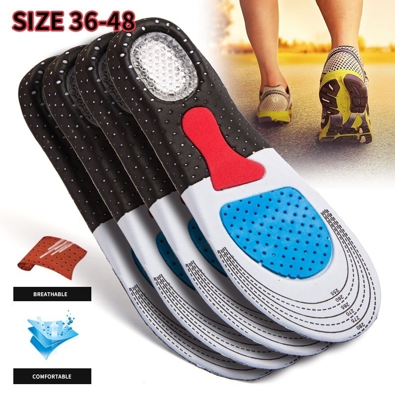 Cặp đế lót giày thể thao chất liệu gel xốp dày dặn thoáng khí thấm hút hỗ trợ chỉnh hình bàn chân cho nam nữ