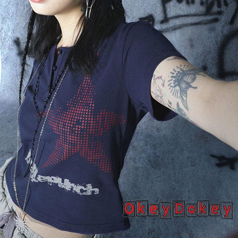 Áo Thun Crop Top Nữ Tay Ngắn In Hình Ngôi Sao Thời Trang Mùa Hè