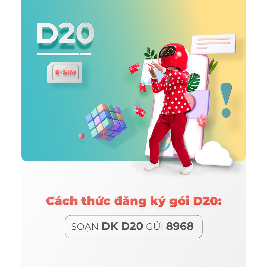 Sim iTelecom eSim 4G Gói D20 - Chỉ 20k Data 2Gb/Tháng - 4G tốc độ cao Toàn Quốc