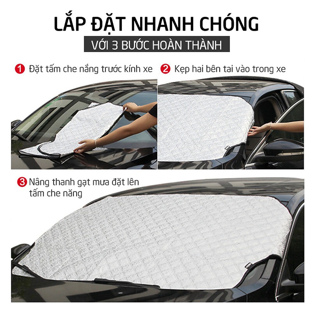 [FREESHIP❤] Bạt che nắng kính lái xe ô tô - dày 3 lớp, tráng nhôm