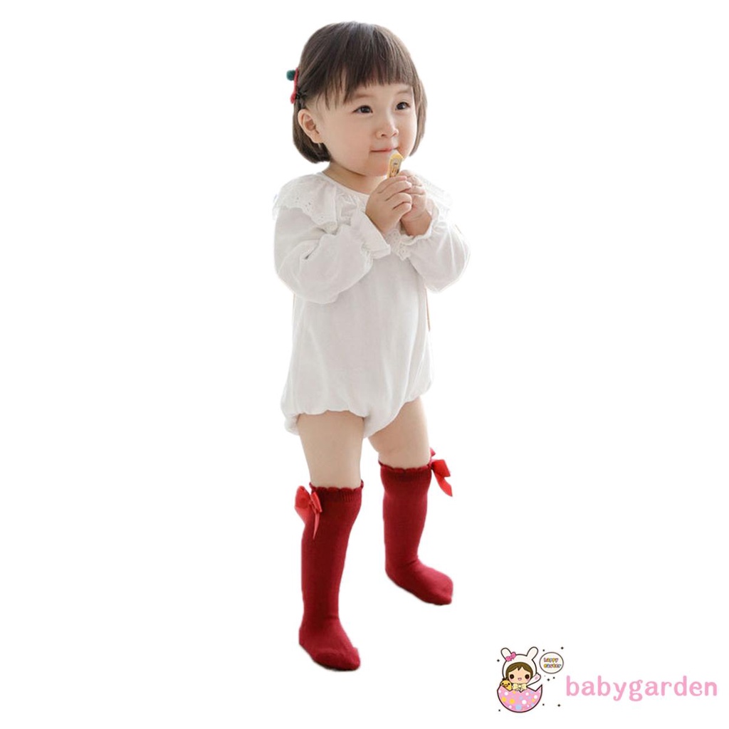 Vớ cotton cổ cao màu trơn đáng yêu cho bé gái từ 0-7 tuổi