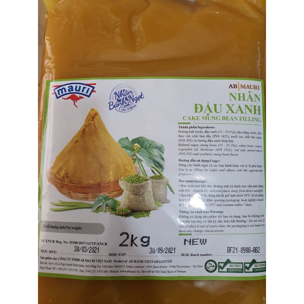 Nhân Đậu Xanh Mauri gói 2kg