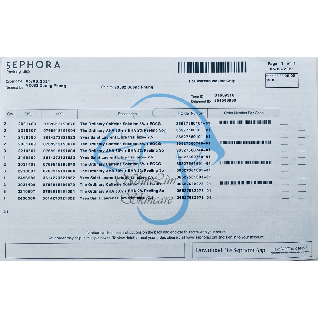 Serum hỗ trợ quầng thâm mắt Caffein Solution 5% + EGCG  - The Ordinary [Bill Sephora USA]