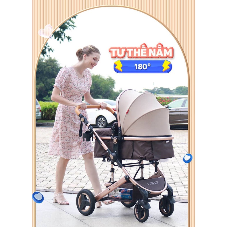 XE NÔI ĐẨY EM BÉ GẤP GỌN CHILUX V1.6 MÀU NÂU