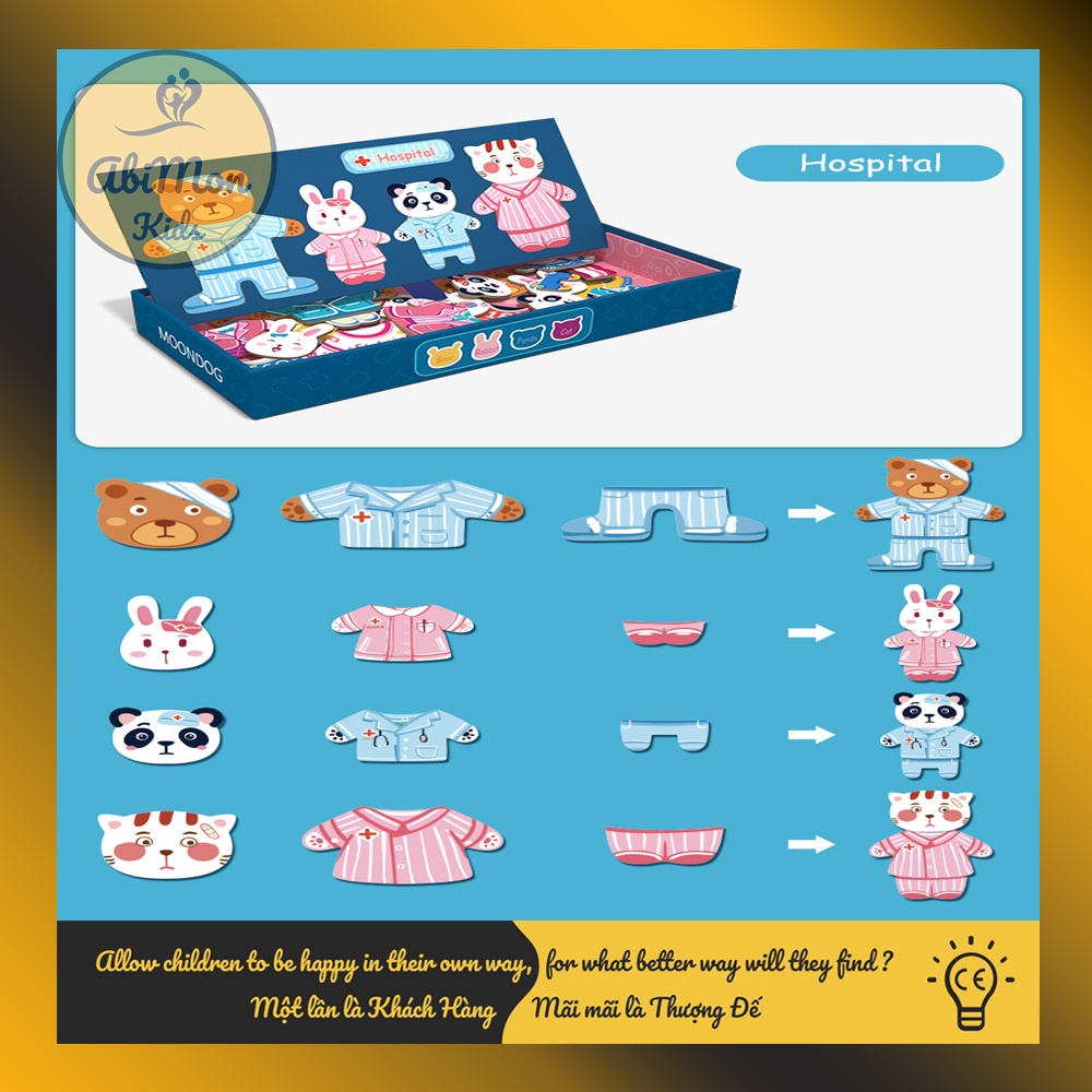 Bộ Ghép Tranh Nam Châm Gia Đình Con Vật (có bút viết bảng) ☘️ Montessori ✨ Đồ chơi Giáo Dục - An toàn - Thông minh