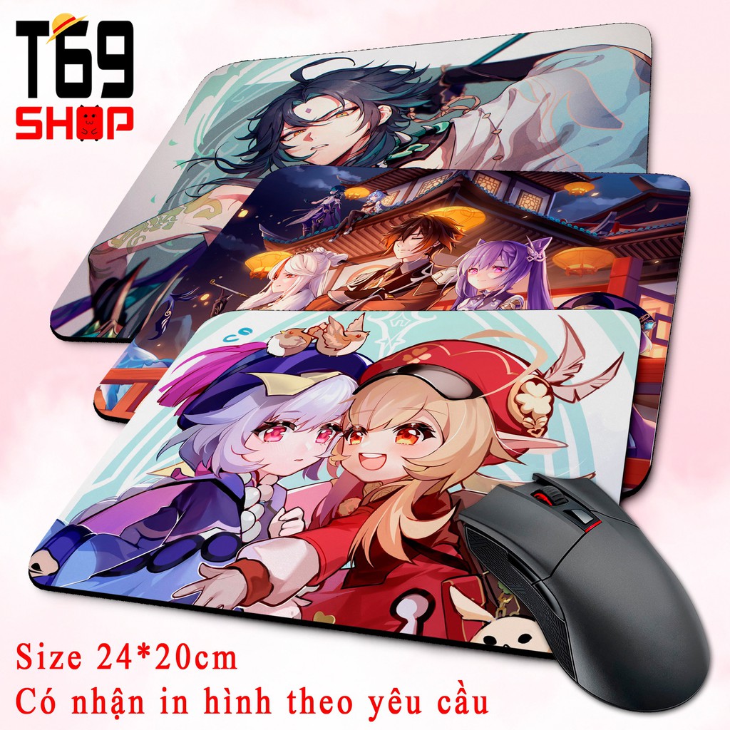 [Có nhiều mẫu] Lót chuột game Genshin Impact Mẫu 2 - Size 24x20cm