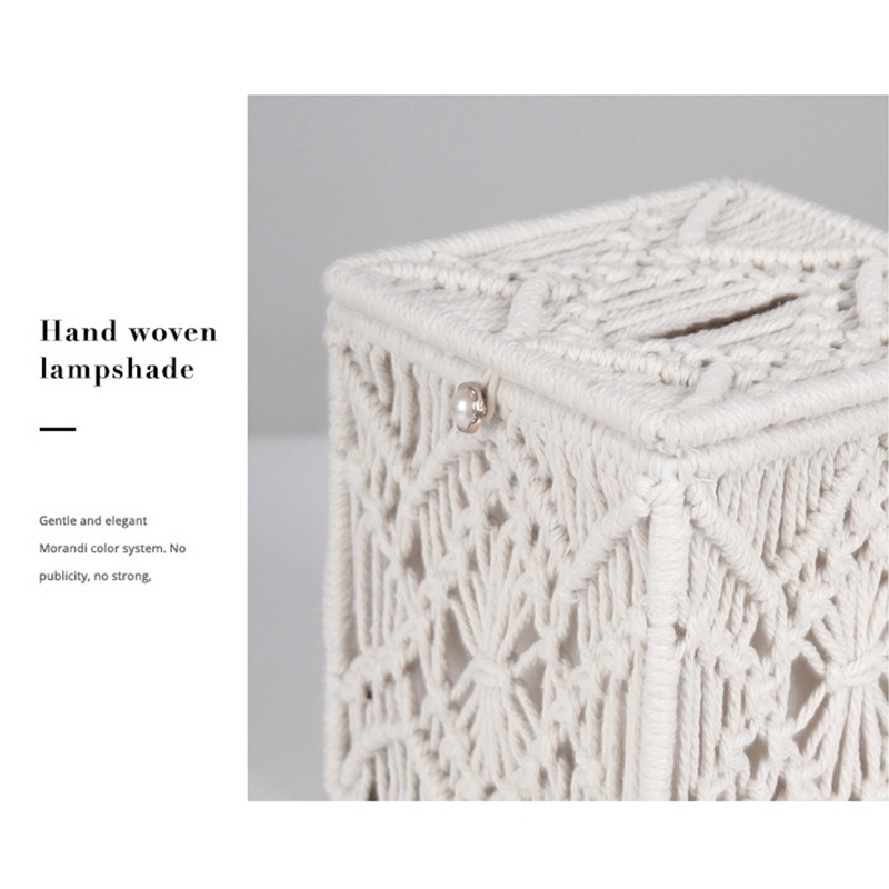 Hộp Đựng Khăn Giấy Bằng Cotton Dệt Tay Có Khóa Hạt Trang Trí Nhà Cửa / Văn Phòng