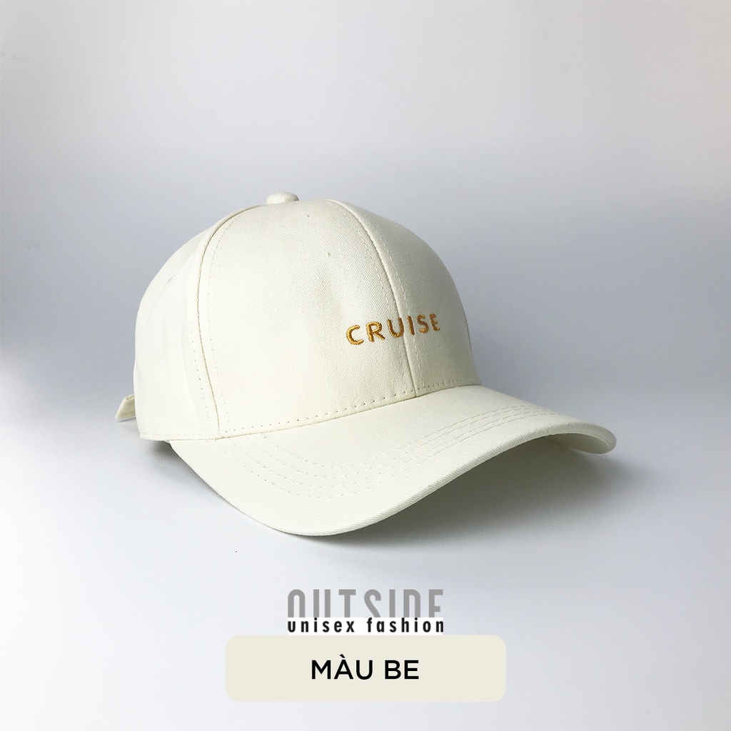 Mũ lưỡi trai nam nữ hàn quốc, Nón lưỡi trai nam nữ đen be thêu chữ YOURS CRUISE GROUND form unisex vải cotton N06