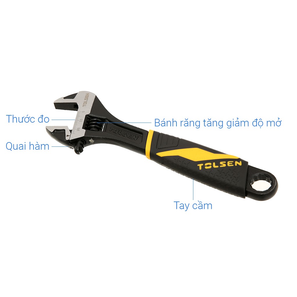 Mỏ lết cán nhựa đen Tolsen 20cm 15309