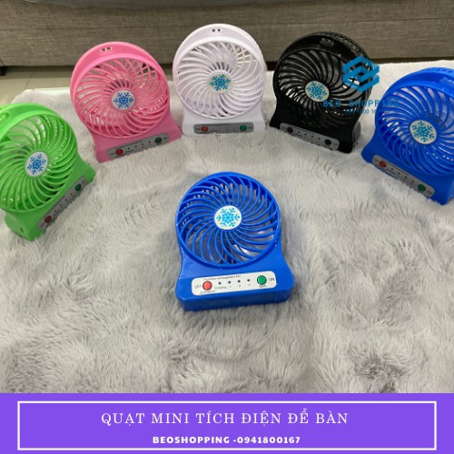 [MẠNH]Quạt mini tích điện cầm tay có đế để bàn 3 tốc độ gió