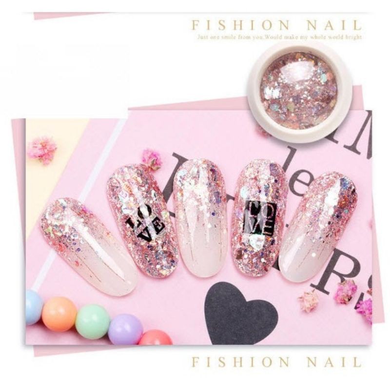 Nhũ Vảy Cá 9D kim tuyến 8 hũ Nail