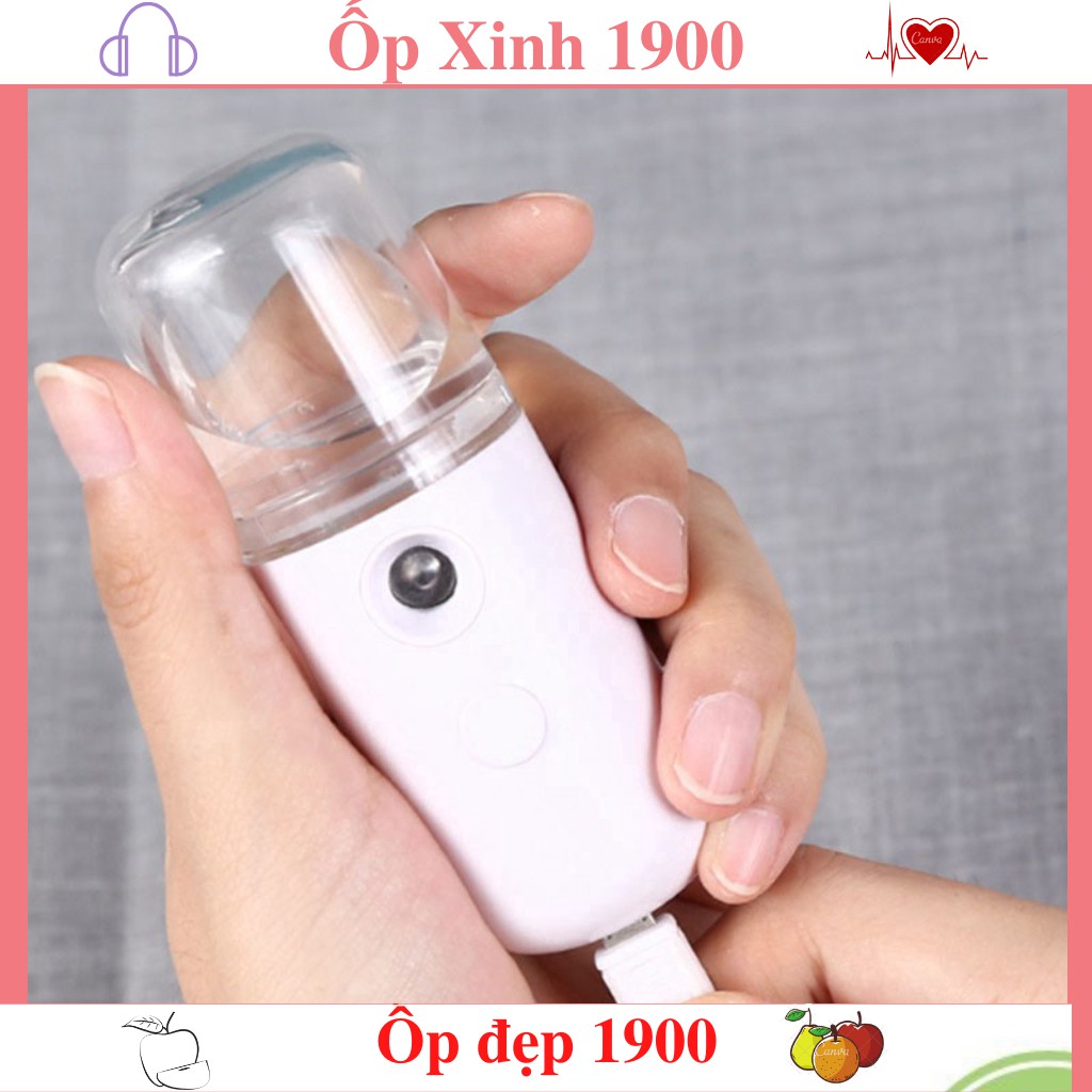 Máy Phun Sương Cầm Tay Xịt Khoáng NANO MINI - Bản Full Phụ Kiện Cáp Sạc -Cấp Ẩm Dưỡng Da Bổ Sung Khoáng