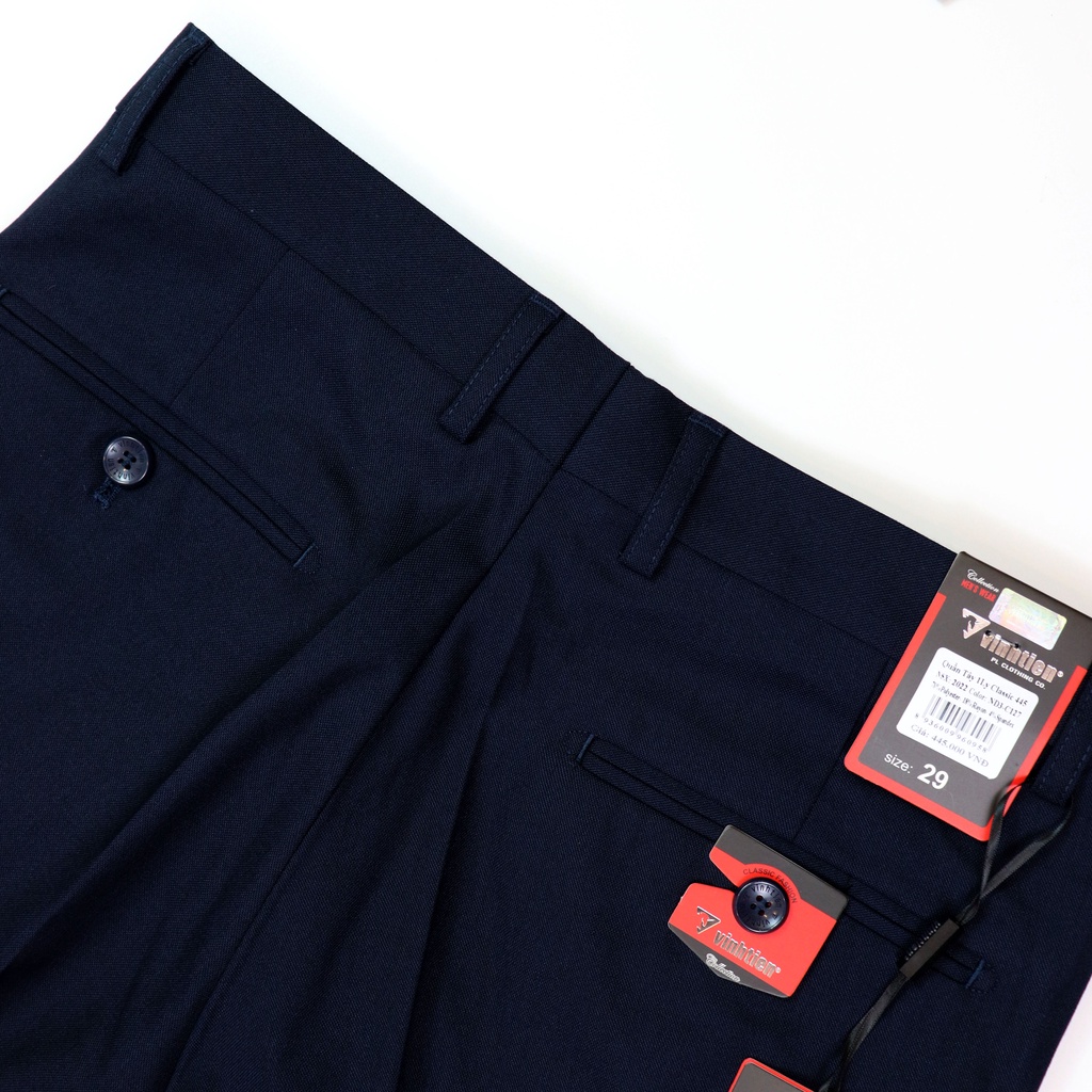 Quần Tây Nam Công Sở 1 Ly Classic Vĩnh Tiến Vải Mỏng Co Giãn 445 - Màu Trơn C127