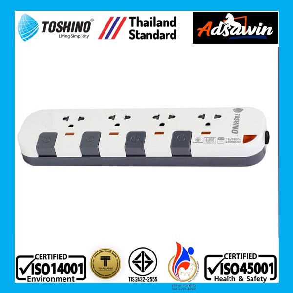 CHÍNH HÃNG - Ổ CẮM ĐIỆN CAO CẤP  TOSHINO  P4375-3M,MADE IN THAILAND