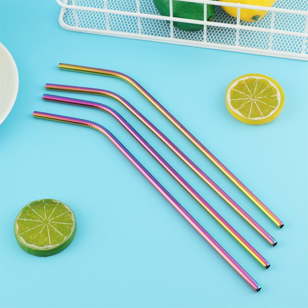 Set 4 / 6 / 8 Ống Hút Kim Loại Có Thể Tái Sử Dụng Tiện Lợi