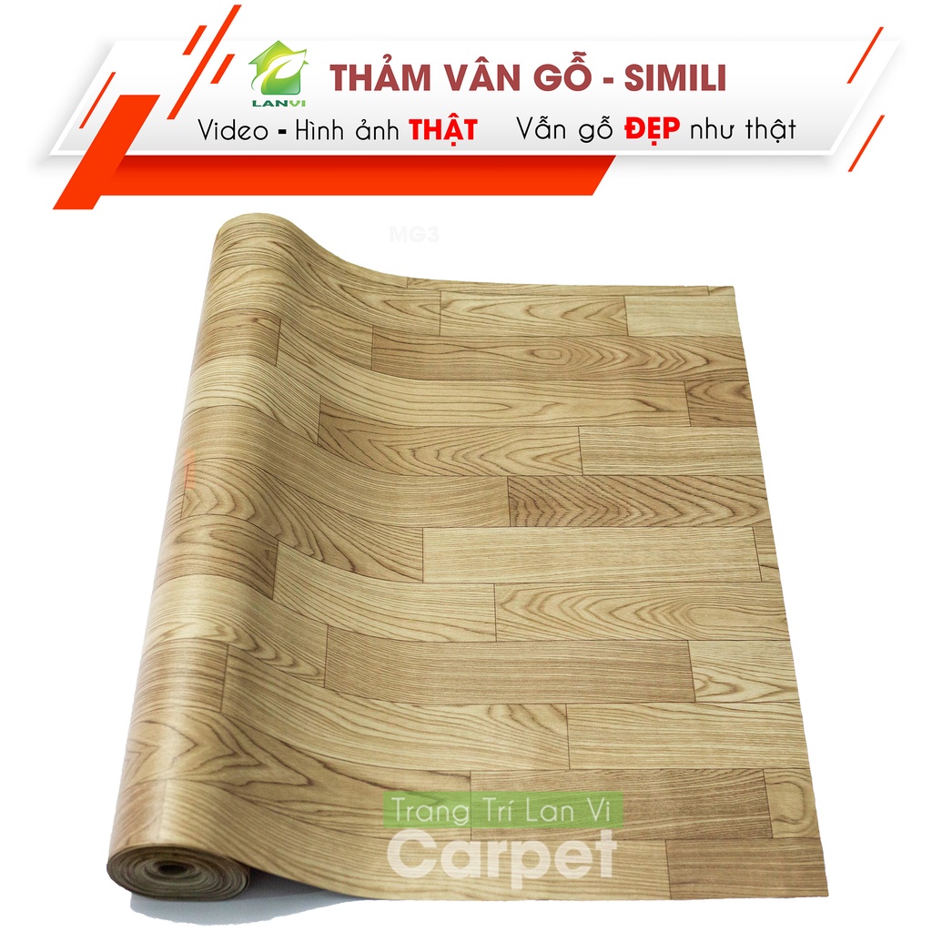 Thảm trải sàn simili, thảm lót sàn giả gỗ xám bạc chống nước nền nhựa pvc nhám khổ 1m