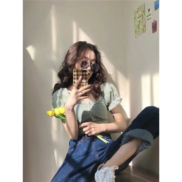 HANNY A56 Áo kẻ tím, xanh