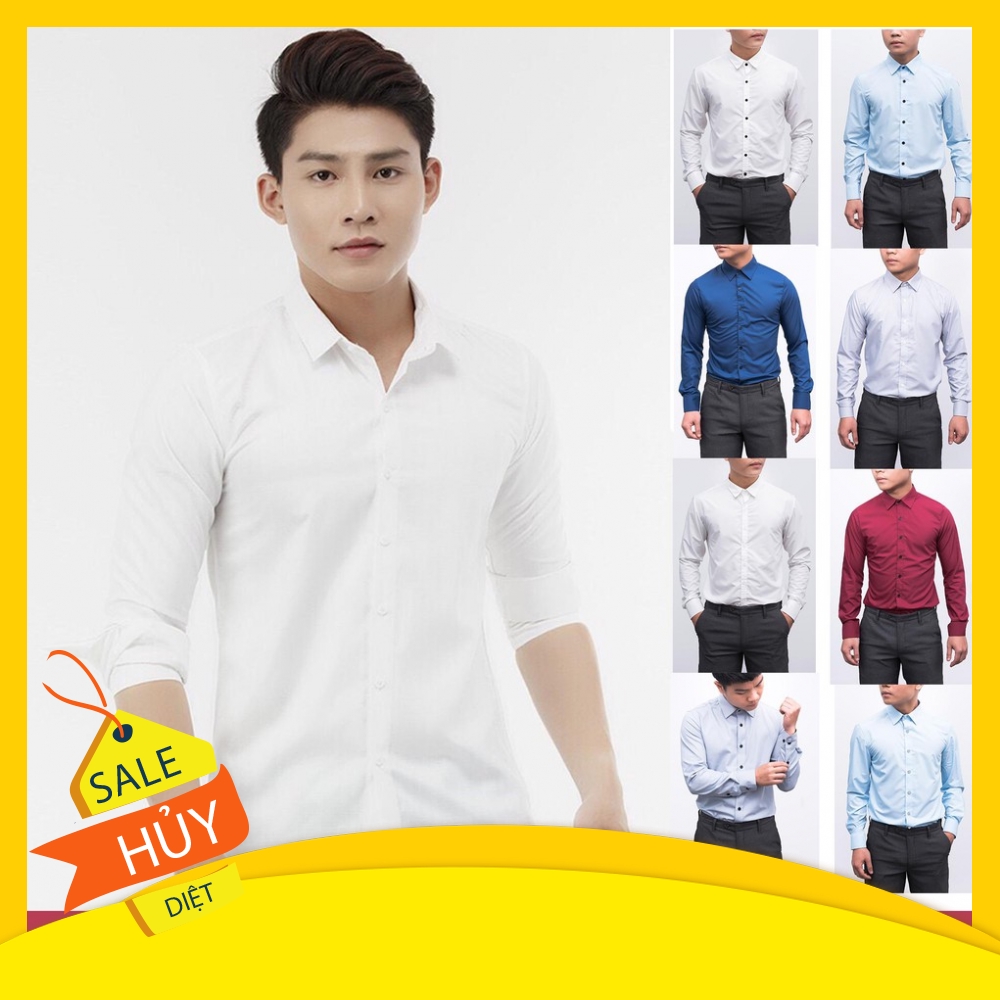 áo sơ mi nam Trắng không nhăn SMT002- Sơ mi nam màu Trắng dáng ôm Body hàn quốc | BigBuy360 - bigbuy360.vn