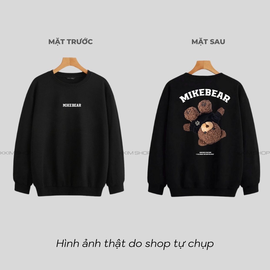 Áo Thun Dài Tay Nam Mikebear  Áo Nỉ Nam Mikebear Chất Vải Nỉ Cotton Cao Cấp Dày Dặn Không Phai Xù .mã Gấu