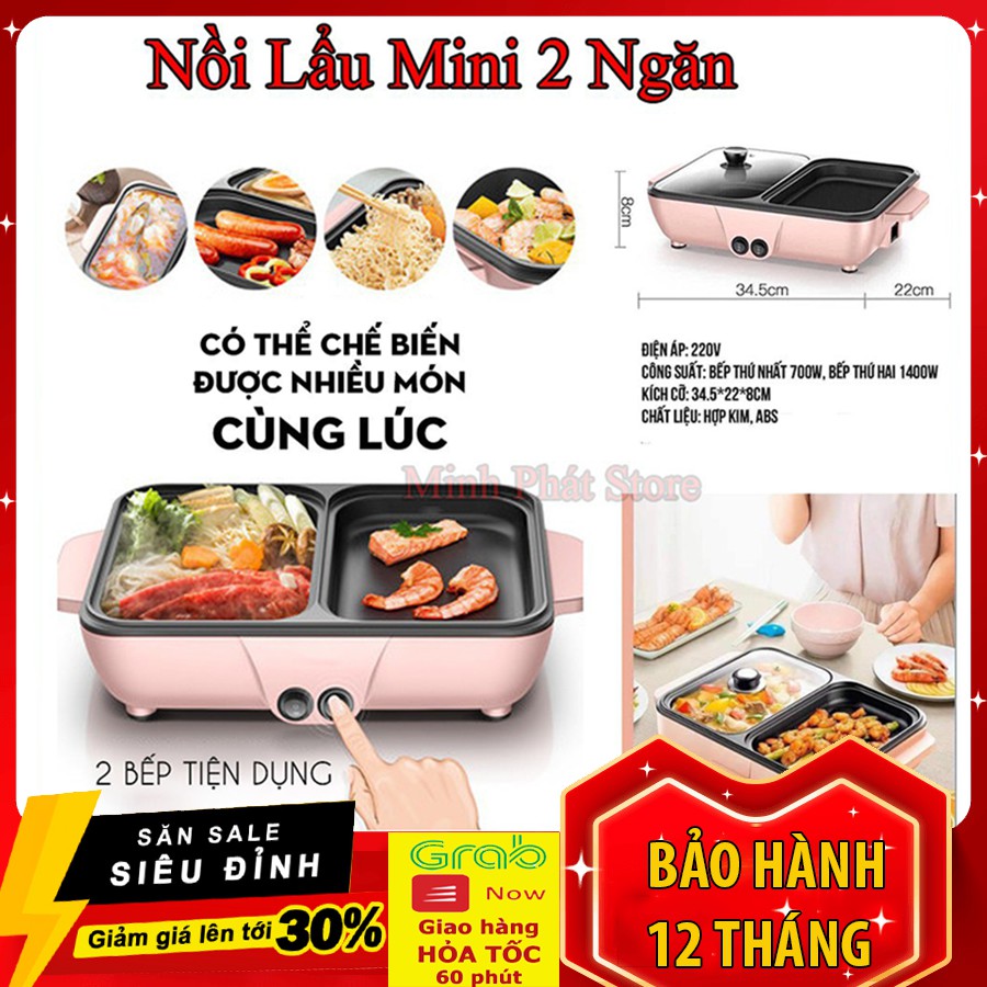 Bếp Lẩu Nướng 2 Ngăn Nồi Lẩu Mini, Nồi Lẩu Kiêm Nướng Cofy 2 in 1 Đa Năng Công Nghệ Hàn Quốc