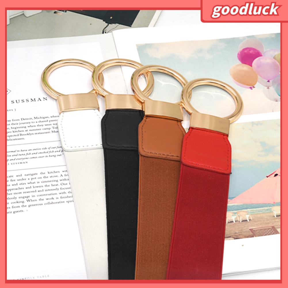 Thắt lưng da PU phối khóa kim loại hình tròn thời trang dành cho nữ