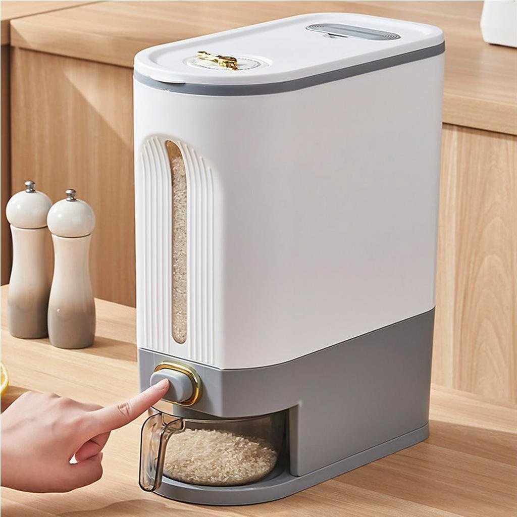 Thùng đựng gạo thông minh 5-10kg - Hộp đựng gạo hạt kín trong suốt Thùng cho nhà bếp - Nitrogen071