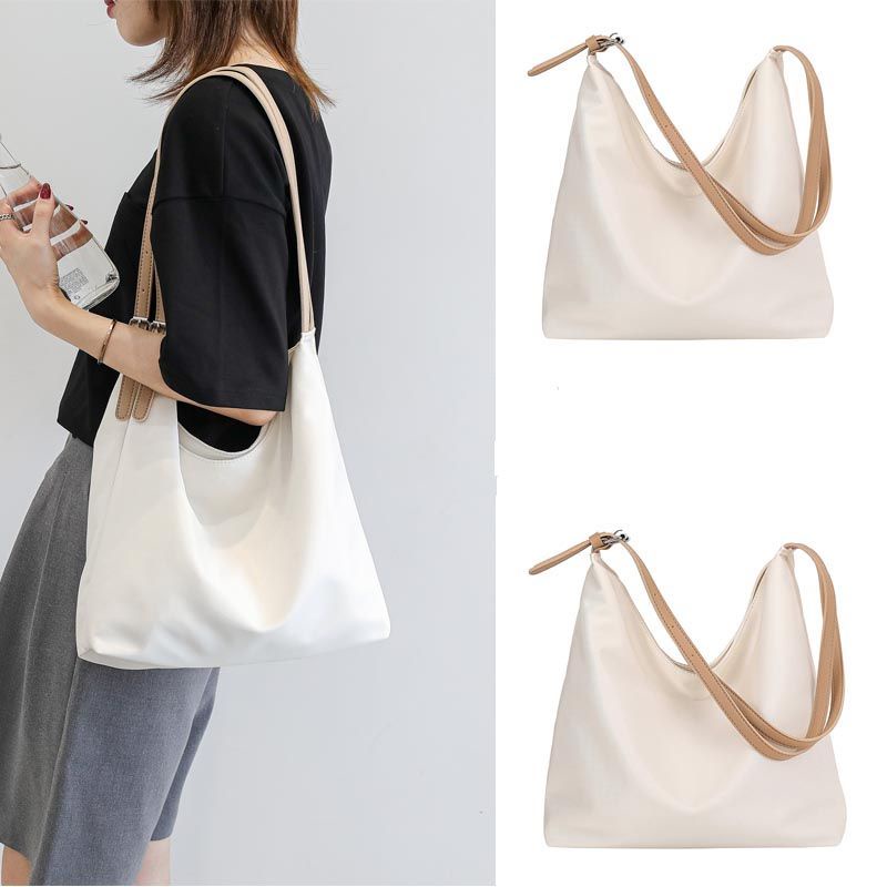 Túi Xách Nylon Cỡ Lớn Màu Trơn Chống Thấm Nước Thời Trang Hàn Quốc Cho Nữ