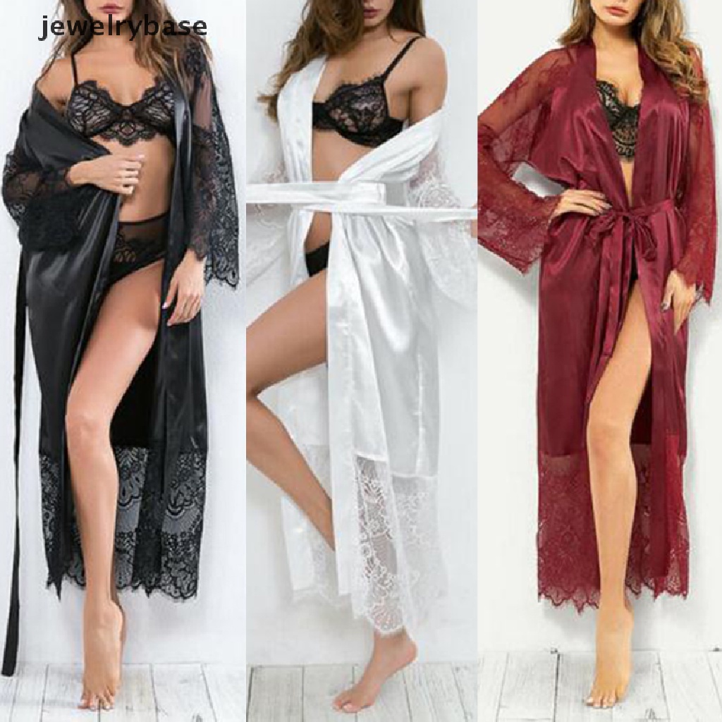 Áo choàng ngủ vải lụa satin phối ren thời trang cho nữ
 | BigBuy360 - bigbuy360.vn