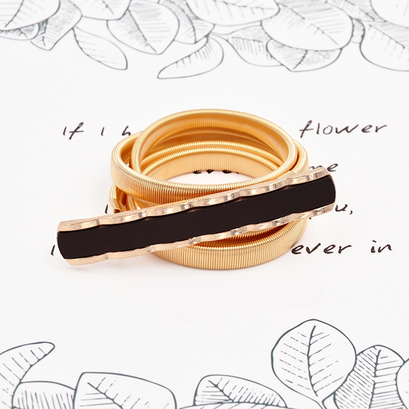 Dây thắt lưng co giãn thiết kế đơn giản mặt kim loại phong cách thời trang dành cho nữ