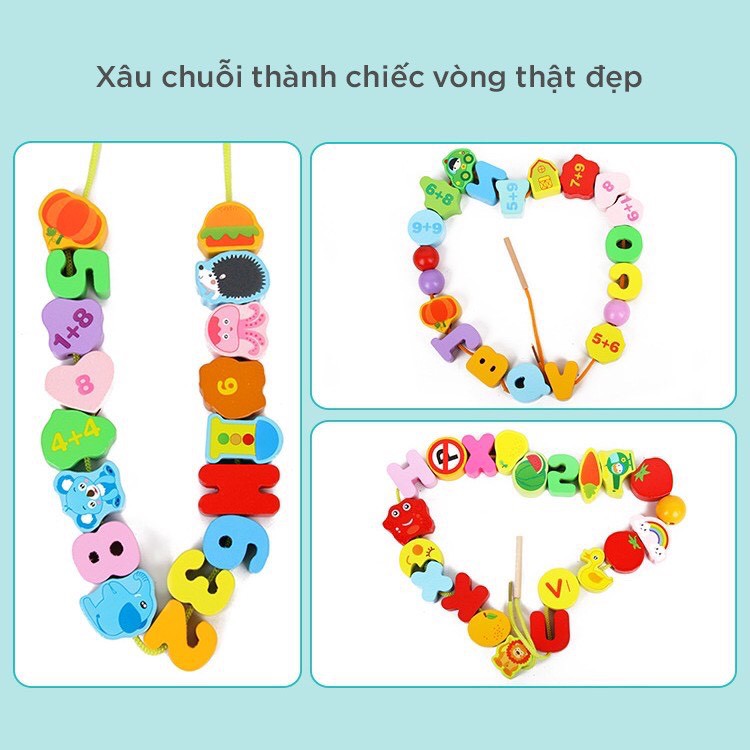 Bộ Xâu Hạt Gỗ 106 Chi Tiết Cho Bé - Beofamily