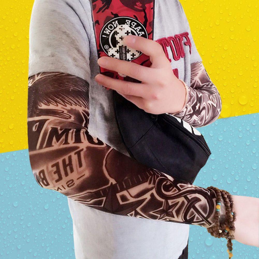 Găng Tay Giả Hình Xăm Tạm Thời Chống Tia UV Punk Giữ Ấm Cánh Tay Cho Nam Và Nữ