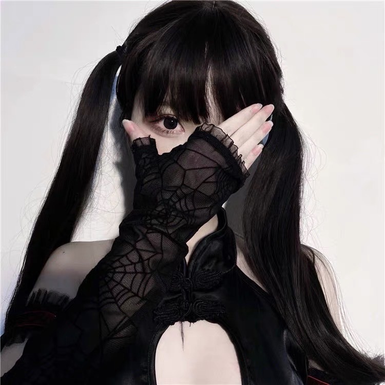 Găng Tay Họa Tiết Mạng Nhện Hở Ngón Cosplay Halloween - Vani Store - PKTT0025