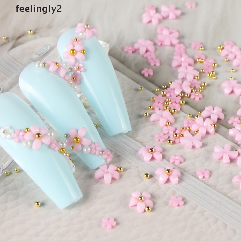 Hạt cườm acrylic hình bông hoa đính trang trí móng tay