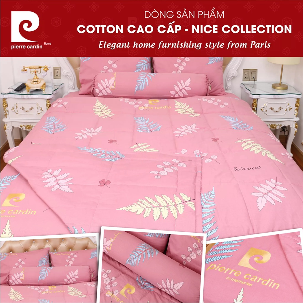 Bộ Drap 4 món Lá Hồng chất liệu Cotton cao cấp, mềm mại và thoáng mát House of Cardin
