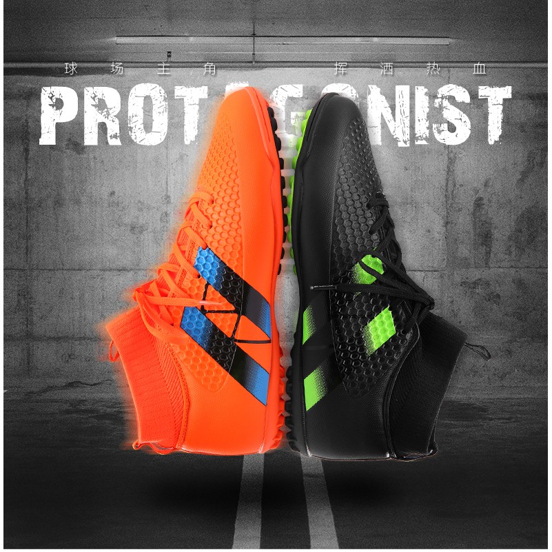 NEW SALE Giày đá bóng nam thiết kế cao cổ màu cam 38-45 Best TF soccer shoes indoor Futsal shoes foo