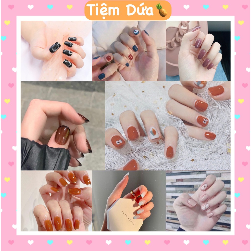 (H&Agrave;NG THIẾT KẾ) Nail Giả M&oacute;ng Tay Bộ 24 Miếng Họa Tiết 3D Si&ecirc;u Xinh Phong C&aacute;ch