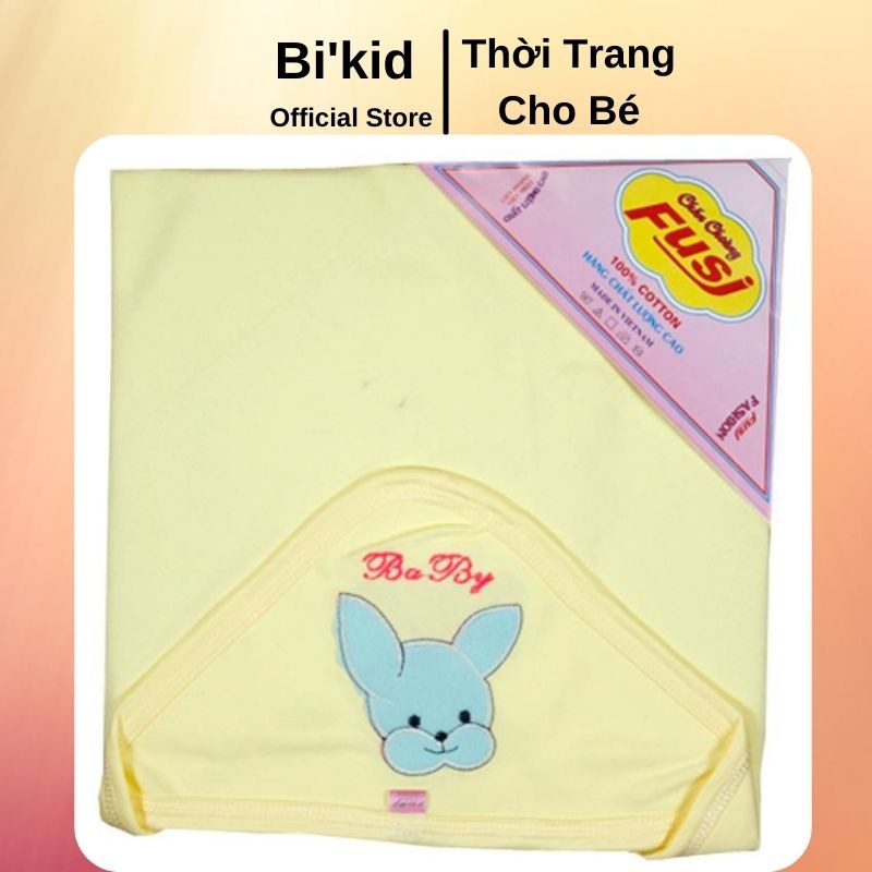 Chăn ủ FUSI trơn 📌FREESHIP📌 có mũ 100%cotton mềm mịn, thoáng khí cho bé