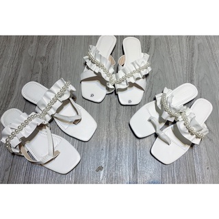 Dép Nữ Trắng bèo nhún