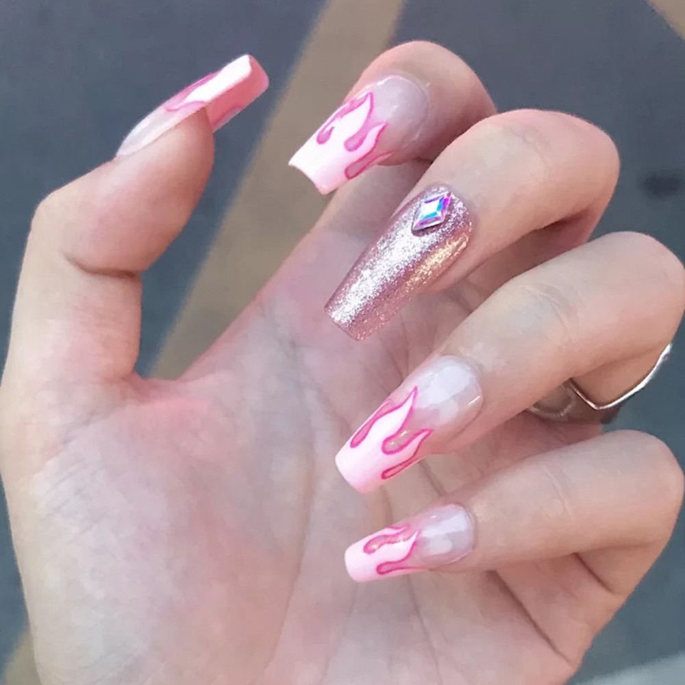[Hàng mới về] Nhãn Dán Họa Tiết Ngọn Lửa 3D Nhiều Màu Sắc Tuỳ Chọn Trang Trí Móng Nghệ Thuật