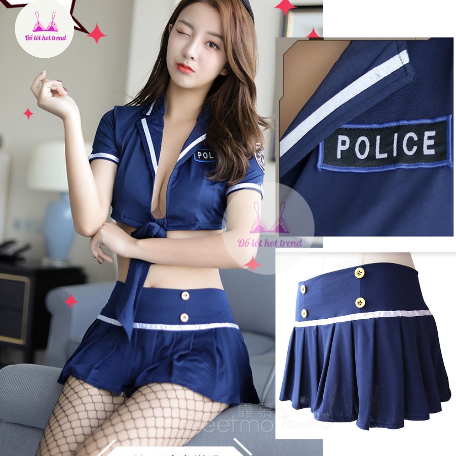 Bộ đồ ngủ sexy cosplay cô nàng cảnh sát gợi cảm + quần chip G-string - Nóng bỏng, thoải mái, dễ chịu | BigBuy360 - bigbuy360.vn